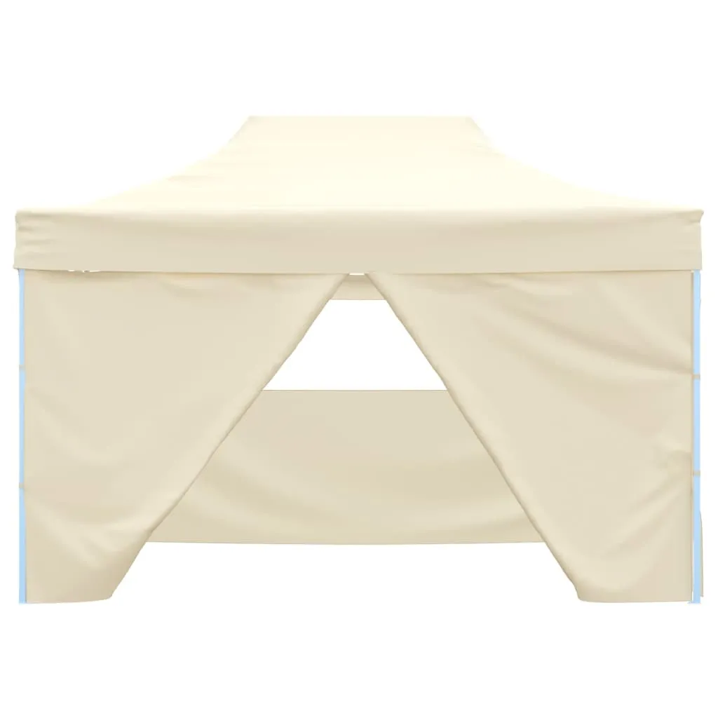 Professional Folding Party Tent with 4 Sidewalls 3x4 m Steel Cream